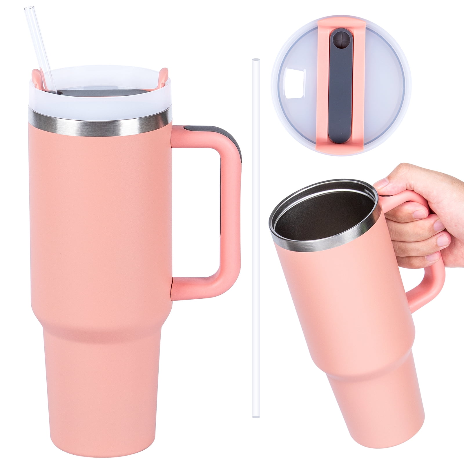 QCQHDU 1182ml 40 oz Tumbler with Handle and Straw,Leak Proof Insulated