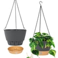 thumbnail image 1 of QCQHDU 2 Pack 10 inch Plastic Black Hanging Planters with 3 Hooks, Hanging Plant Pot Basket with Drainage Hole for Garden Home, 1 of 7