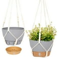 thumbnail image 1 of QCQHDU 2 Pack 10 inch Plastic Gray Hanging Planters with 3 Hooks, Hanging Plant Pot Basket with Drainage Hole for Garden Home, 1 of 5
