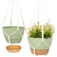 thumbnail image 1 of QCQHDU 2 Pack 10 inch Plastic Green Hanging Planters with 3 Hooks, Hanging Plant Pot Basket with Drainage Hole for Garden Home, 1 of 6