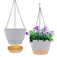 thumbnail image 1 of QCQHDU 2 Pack Hanging Planters Set,10 Inch Indoor Outdoor Hanging Plant Pot Basket,Hanging Flower Pot with Drainage Hole with 3 Hooks for Garden Home(Light Grey), 1 of 6