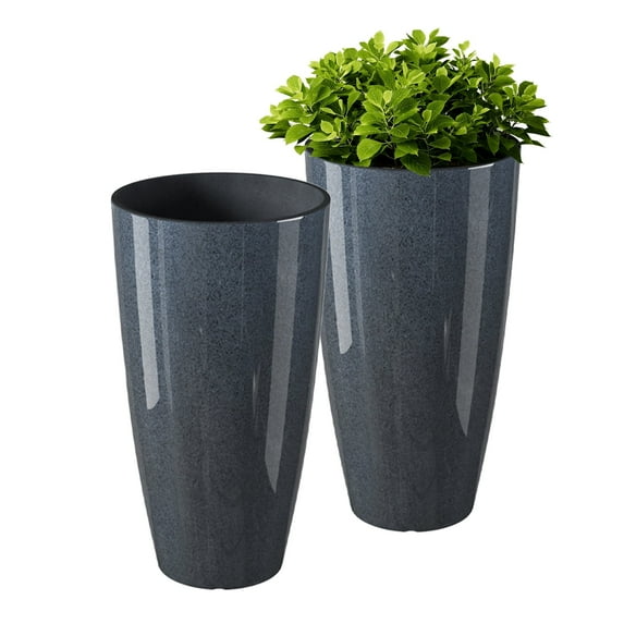 21 inch Tall Planters for Outdoor Plants Set of 2,Tall Plant Pots with Drainage Hole,Large Flower Pots for Indoor Front Porch Garden Home Patio,Grey