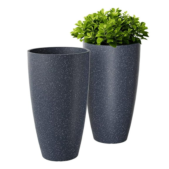 21 inch Tall Planters for Outdoor Plants Set of 2,Tall Plant Pots with Drainage Hole,Large Flower Pots for Indoor Front Porch Garden Home Patio,DarkGrey