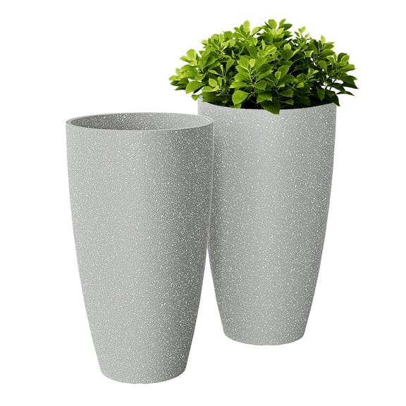 21 inch Tall Planters for Outdoor Plants Set of 2,Tall Plant Pots with Drainage Hole,Large Flower Pots for Indoor Front Porch Garden Home Patio,Sandy