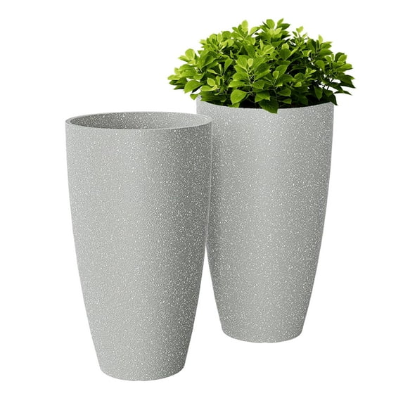 21 inch Tall Planters for Outdoor Plants Set of 2,Tall Plant Pots with Drainage Hole,Large Flower Pots for Indoor Front Porch Garden Home Patio,Sandy