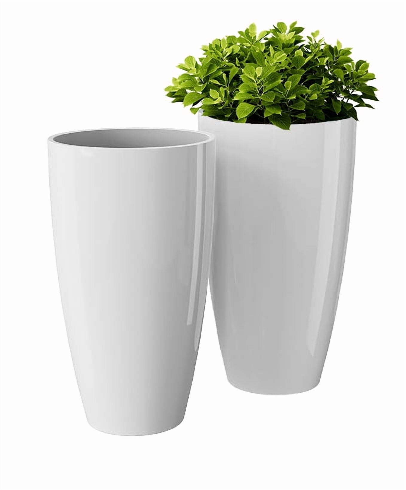 21 inch Tall Planters for Outdoor Plants Set of 2,Tall Plant Pots with  Drainage Hole,Large Flower Pots for Indoor Front Porch Garden Home  Patio,White - Walmart.com, image size:1358x1636