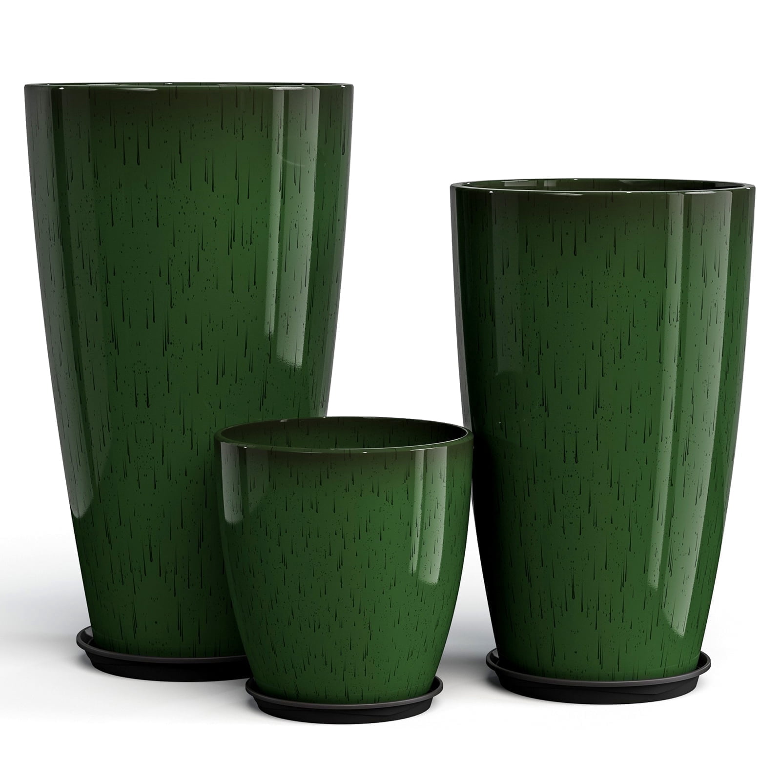 24,21,10 inch Large Planter for Indoor & Outdoor Plants, Set of 3, Sturdy Plant Flower Pots Modern Decor for Front Porch Patio,Green