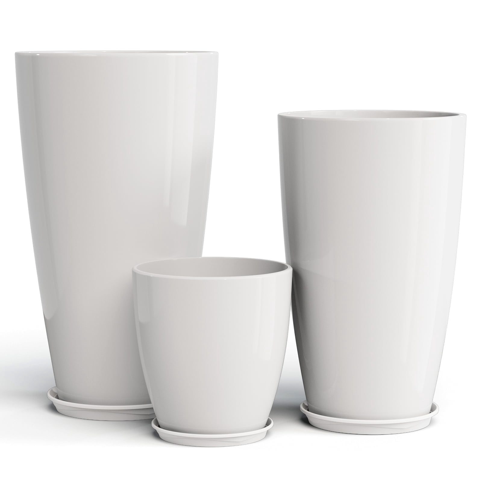 24,21,10 inch Large Planter for Indoor & Outdoor Plants, Set of 3, Sturdy Plant Flower Pots Modern Decor for Front Porch Patio,White