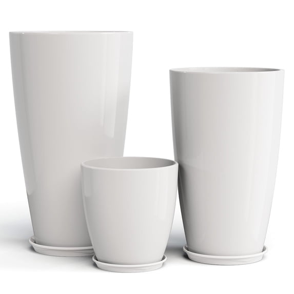 24,21,10 inch Large Planter for Indoor & Outdoor Plants, Set of 3, Sturdy Plant Flower Pots Modern Decor for Front Porch Patio,White