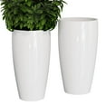 thumbnail image 1 of QCQHDU 24 inch Tall Planters for Outdoor Plants Set of 2, Large Planters for Indoor Outdoor Plants, Decorative Lightweight Flower Pots for Front Porch, Patio, Deck（White）, 1 of 8