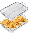 thumbnail image 1 of QCQHDU 2Pcs Air Fryer Basket For Oven,Extra Large 11.8”*9.05”*2.16" Stainless Steel Grill,Basket Non-Stick Mesh Basket Set,Air Fryer Tray Wire Rack Roasting Basket for Baking Food, 1 of 5