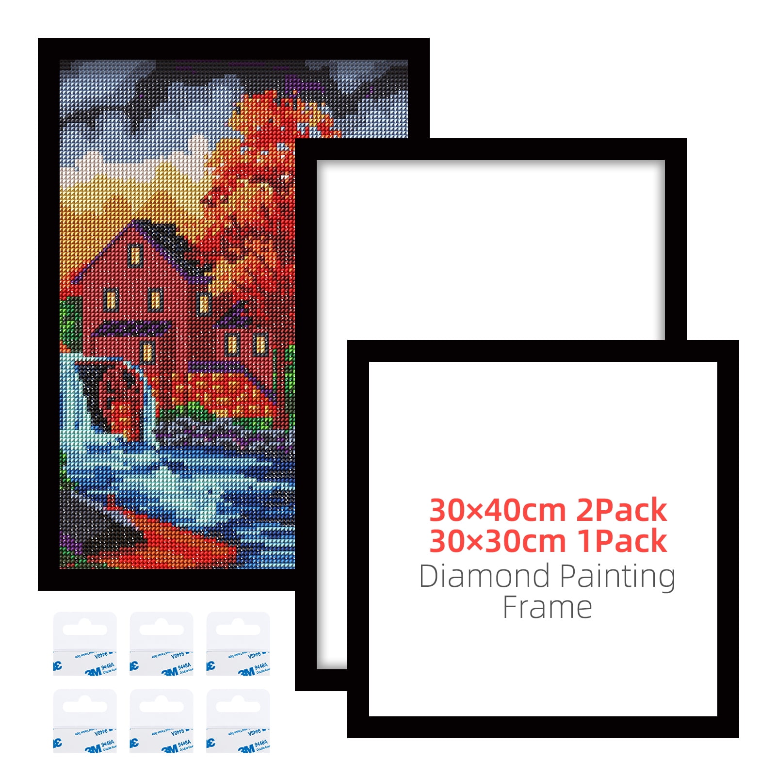 QCQHDU 3 Pack Diamond Painting Frames, Frames for 2*30x40cm and 30x30cm  Diamond Painting Canvas, Self Adhesive Diamond Magnetic Art Frame, Inside  Size 25cmx35cm and 25cm*25cm 