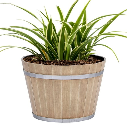 QCQHDU 6 inch Plant Pots, Whiskey Barrel Planters with Drainage Hole, Flower Pots for Indoor & Outdoor Garden Home Plants