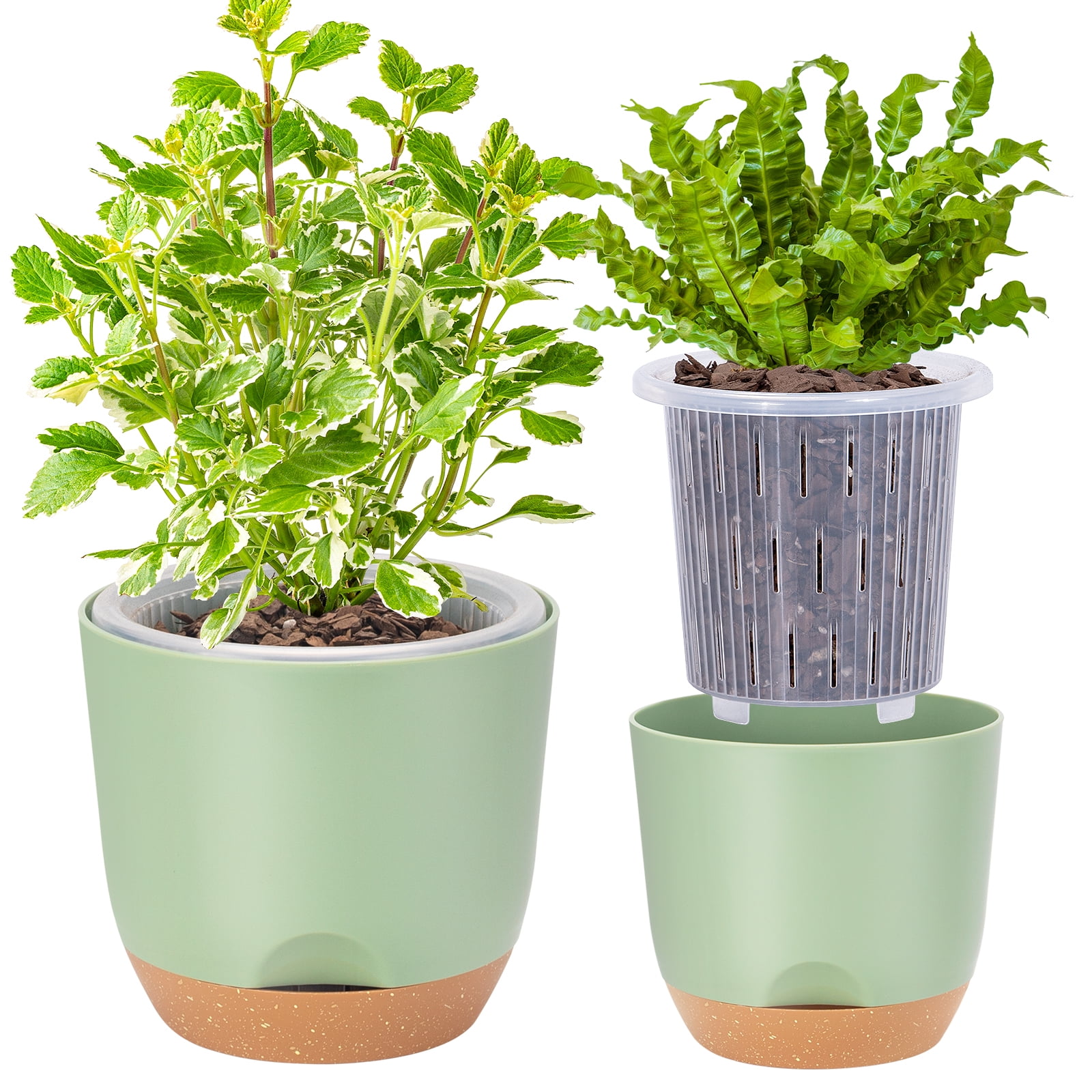 QCQHDU 7.2 Inch Self Watering Planters for Indoor Plants with Bottom  Watering,2Pack Flower Plant Pots for Outdoor with Drainage, Durable Plastic  ...