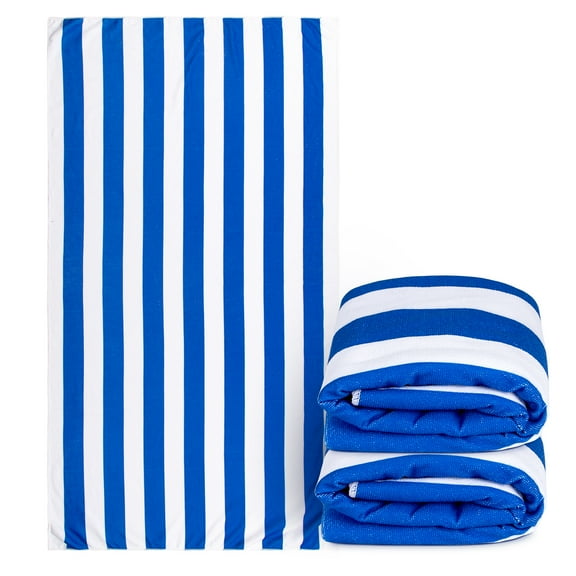 QCQHDU Beach Towel 2 Pack,Quick Dry, Sand Free, Compact, Lightweight, Big Cabana Swim Travel Towel for Adults Mens Women,Blue(180cm,70x35in)