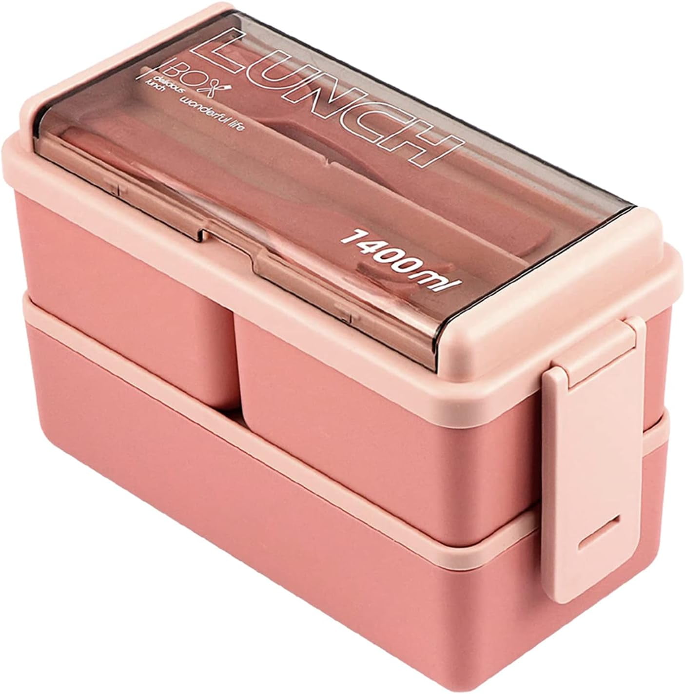 Lunch Box Bento Per Bambini 1400ml - 3 Scomparti, Senza BPA, Sicuro Per Microonde E Lavastoviglie, Rosa - Foto 5