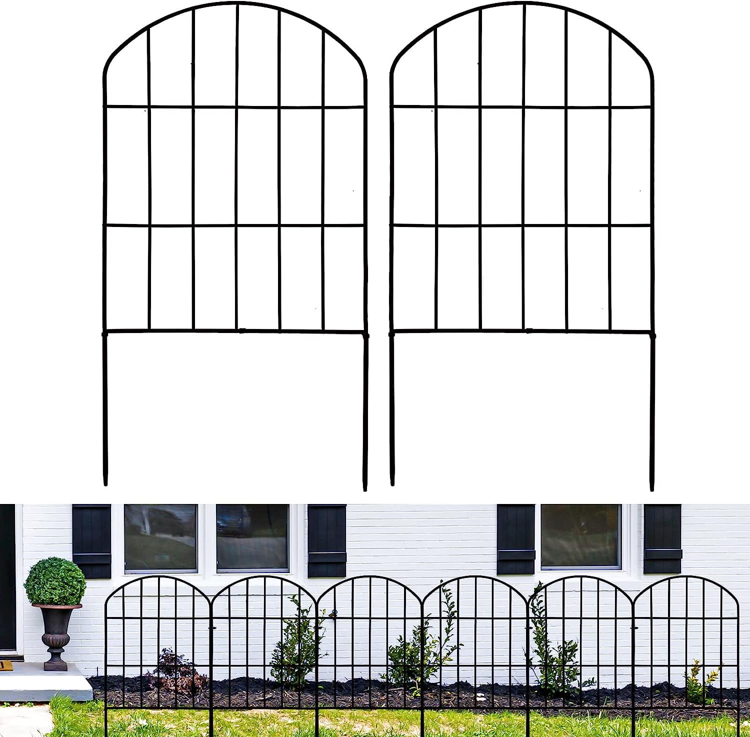 QCQHDU Decorative Metal Garden Fence, Rustproof, 10 Pack, 10ft Long Animal Barrier Fence