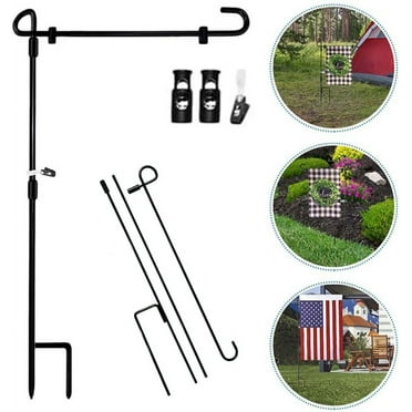 QCQHDU Garden Flag Stand, Garden Flag Pole Holder with 1 Tiger Clip and 2 Spring Stoppers for Easter Garden Flag, Spring Garden Flag, Outdoor Garden Decor