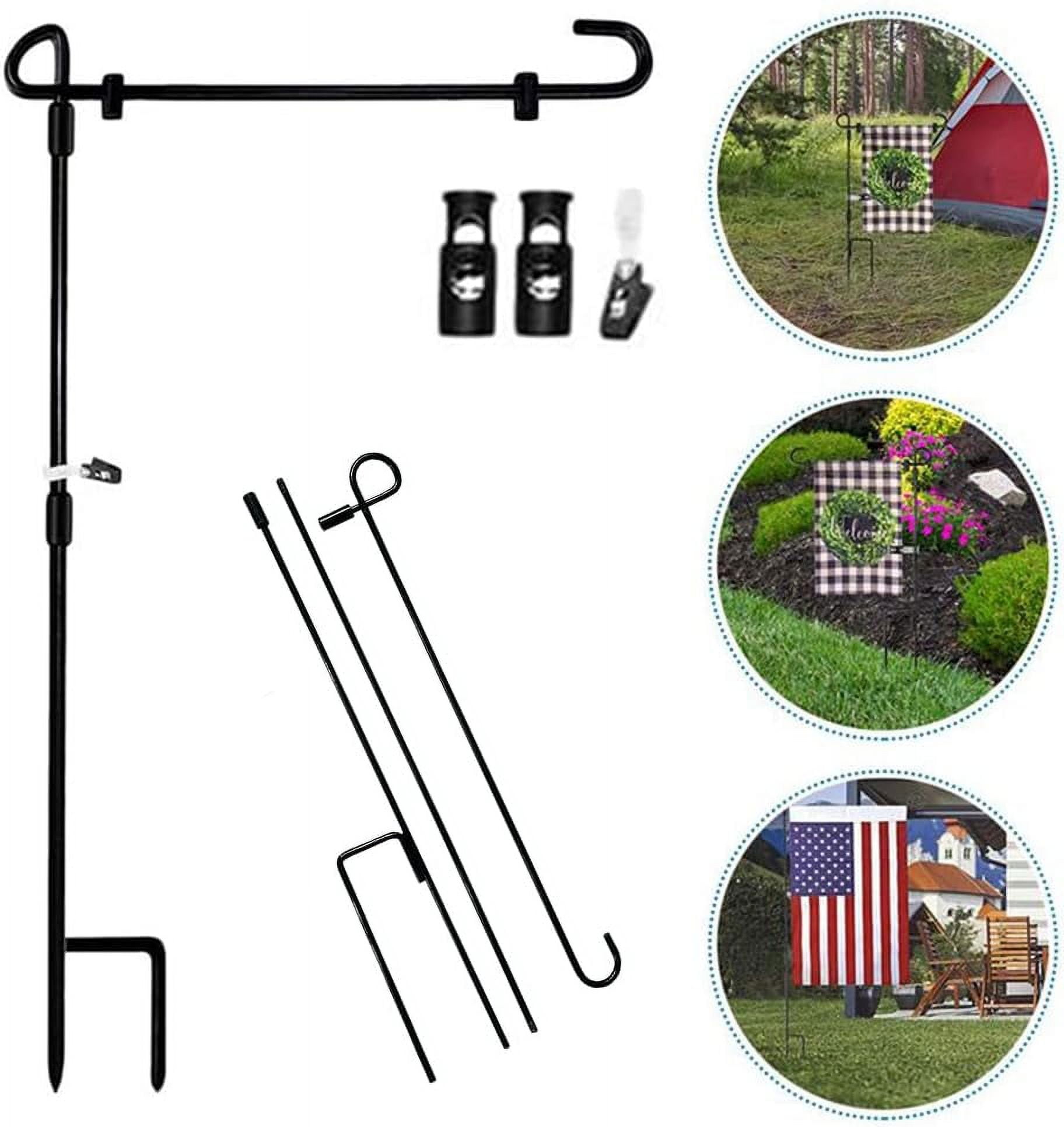 QCQHDU Decorative Metal Garden Flag Stand, Wind Yard Stake, with Tiger