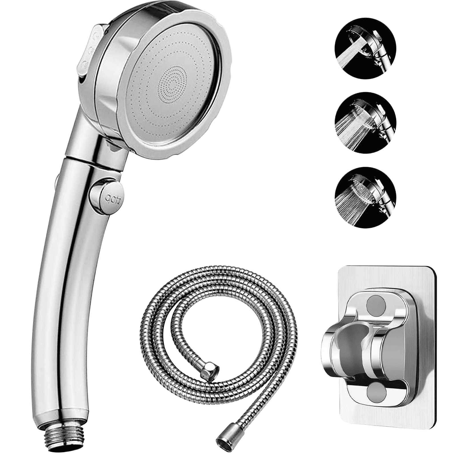 QCQHDU High Pressure Handheld Shower with Head ON/OFF Pause Switch 3 ...