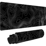 QCQHDU Large Gaming Mouse Pad with Stitched Edges, Minimalist Topographic Map Desk Mat, 3mm Thick Non-Slip Rubber Base Mice Pad for Gamer,Office & Home, 31.5 X 11.8 Inch