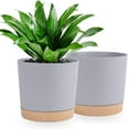 thumbnail image 1 of QCQHDU Plant Pots Set of 2 Pack 10 inch,Planters for Indoor Plants with Drainage Holes and Removable Base,Saucer Modern Decorative for Outdoor Garden Planters(Light Grey 10in), 1 of 7