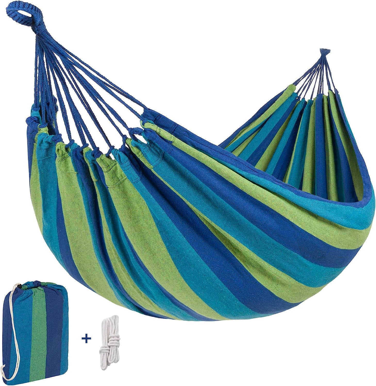 Hamak Ropes QCQHDU Single Camping Hammock with Hanging Ropes and Carry Bag, Blue ...