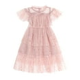 thumbnail image 1 of QCTime Party Dress See-through Mesh Patchwork Star Shape Sequin Little Girls Dress Performance Dress  Pink 8-9 Years, 1 of 8