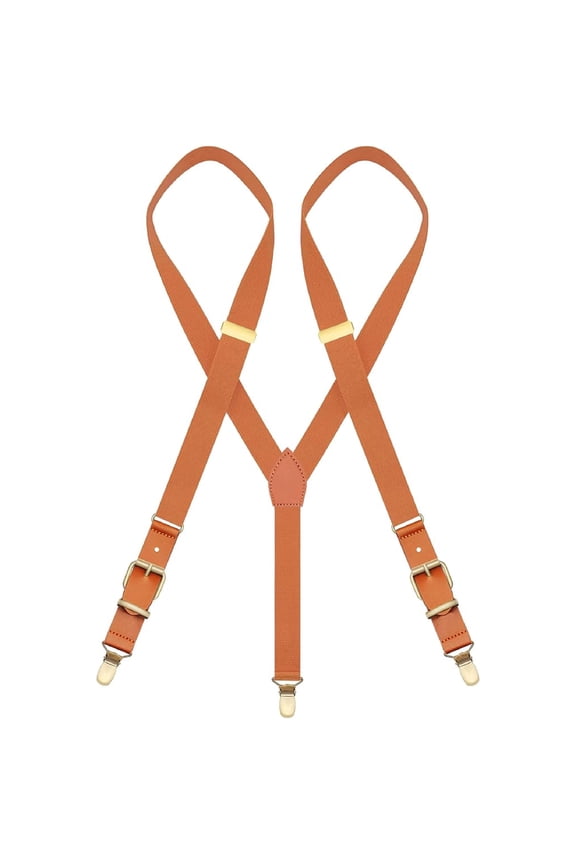 Adjustable Brown Suspenders for Men Wedding Bronze Metal Clips Braces Detachable Suspenders