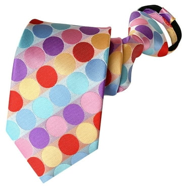 QCWQMYL Men's Adjustable Pre-Tied Necktie– Formal Business Grey Blue Striped Zipper Tie with Dots for Men