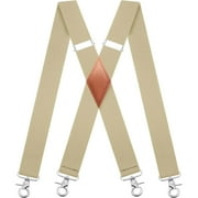 QCWQMYL Beige Suspenders for Men with 4 Snap Hooks Adjustable x-Back Suspenders Groomsmen Braces