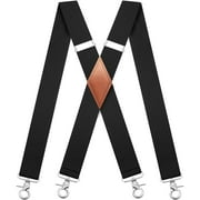 QCWQMYL Black Suspenders for Men with 4 Snap Hooks Adjustable Braces Groomsmen x-Back Type Belt