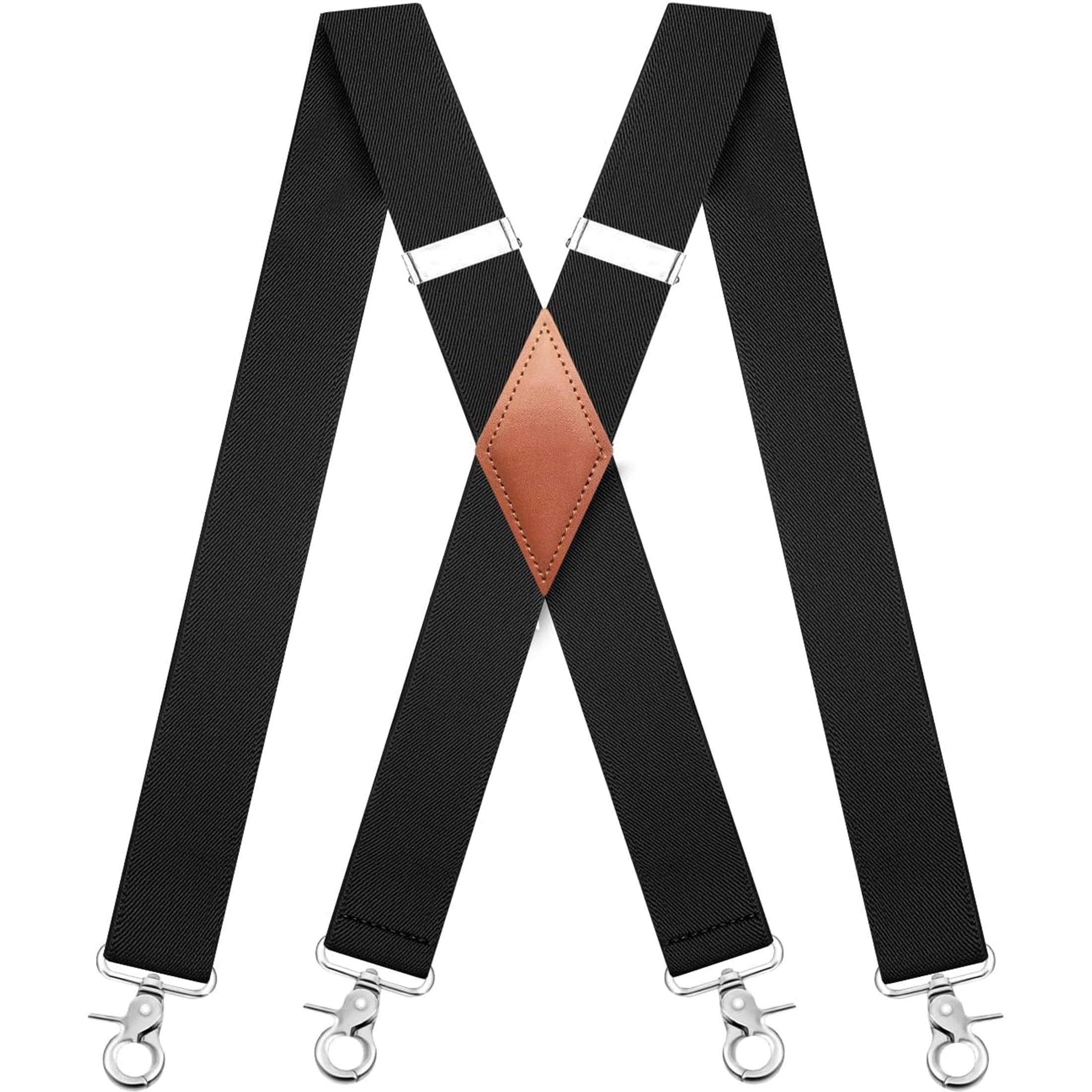 QCWQMYL Black Suspenders for Men Heavy Duty with 4 Snap Hooks Braces ...