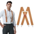 thumbnail image 1 of QCWQMYL Brown Suspenders for Men with 4 Swivel Hooks Adult Belts Loops Braces Work Wedding Hunting, 1 of 6