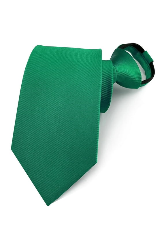 Men's Grey Green Striped Checks Zipper Necktie Pretied Ties Polyester Wedding Formal