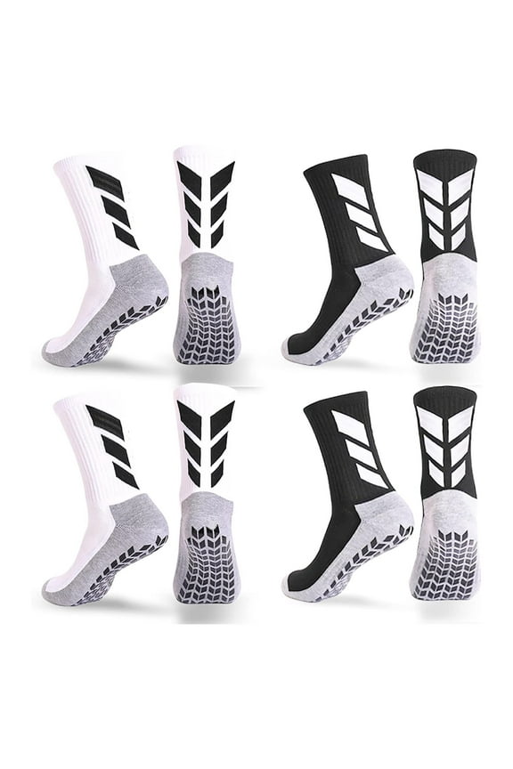 Men's Grip Soccer Socks 4 Pairs Non Skid Grippy Hospital Training Sock Gear up One Size