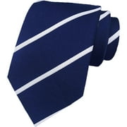 QCWQMYL Men's Tie Navy Blue White Striped Ties for Men Formal Neckties Business Jacquard Polyester
