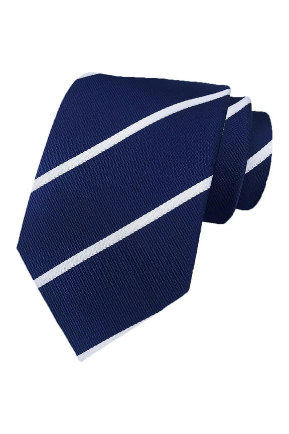 Men's Tie Navy Blue White Striped Ties for Men Formal Neckties Business Jacquard Polyester