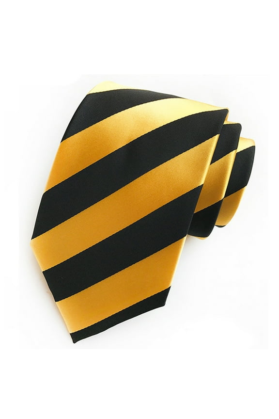 Men's Ties for Men Navy Blue Gold Striped Neckties Formal Business Jacquard Tie Polyester