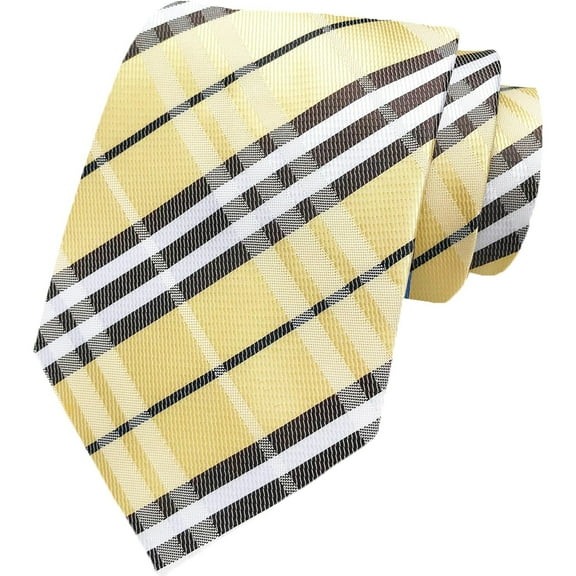 QCWQMYL Mens Ties Yellow Grid Ties for Men Necktie Formal Men's Neckties Business Woven Polyester