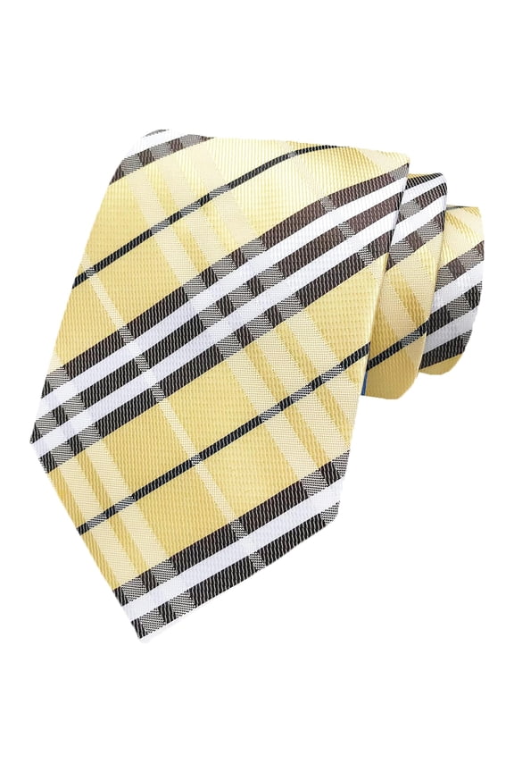 Mens Ties Yellow Grid Ties for Men Necktie Formal Men's Neckties Business Woven Polyester