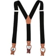 thumbnail image 1 of QCWQMYL Suspenders for Men Heavy Duty Leather Bright Brown Braces 6 Buttons Gift Black, 1 of 6