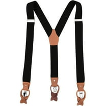 QCWQMYL Suspenders for Men Heavy Duty Leather Bright Brown Braces 6 Buttons Gift Black