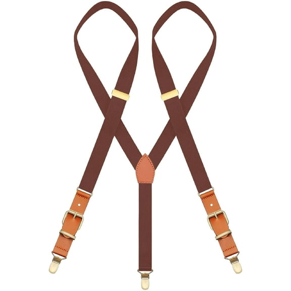 QCWQMYL Suspenders for Men Women Adjustable Elastic 1 inch Y Shape Leather Detachable Suspenders