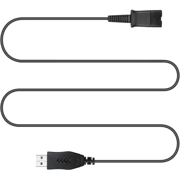 QD Headset Adapter to USB Cable, QD Connector to USB-A Plug Cord for Plantronics Quick Disconnect Wired Headset Compatible with Computer Laptop PC Desktop Mac UC Skype Lync Softphone Windows Linux