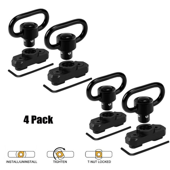 QD Sling Swivel Sling Mounts, Adjustable 1.25" Quick Detach Push Button QD Sling Swivels Mount Adaptor - 4 Packs