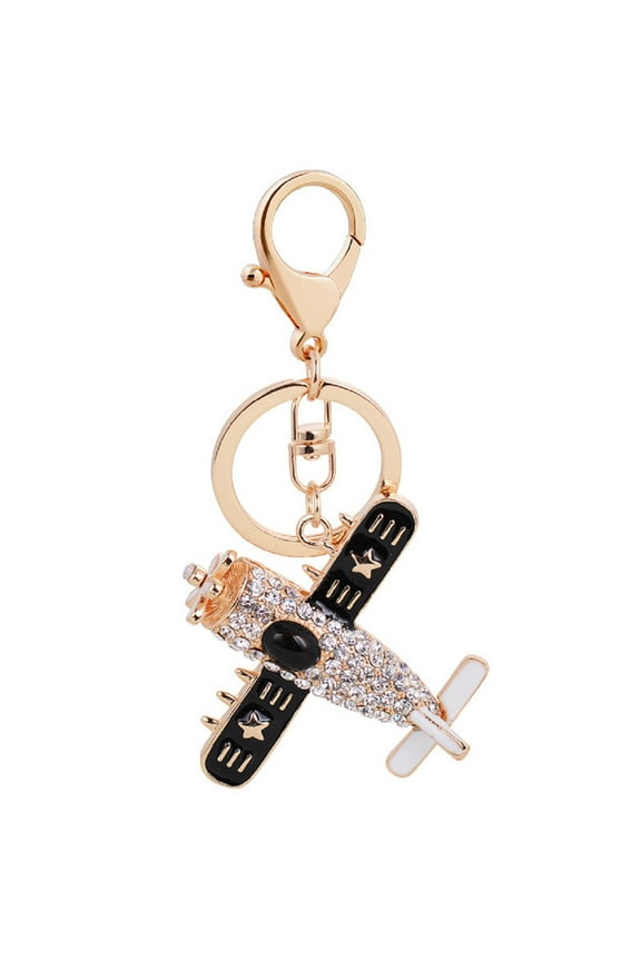 Airplane Keychain for Women, Cute Plane Key Chain for Ladies, Sparkling Airplane Key Ring, Funny Airplane Keychains, Punk Aircraft Keyring, Rhinestone Airplane Keychain Accessories