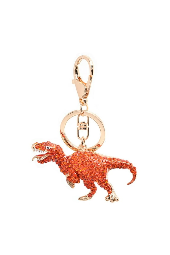 Dinosaur Keychain for Women, Tyrannosaurus Rex Key Chain for Ladies, Cute Dinosaur Summer Key Ring, Red Dinosaur Keychains, Punk Dinosaur Keyring, Rhinestone Dinosaur Animal Keychain