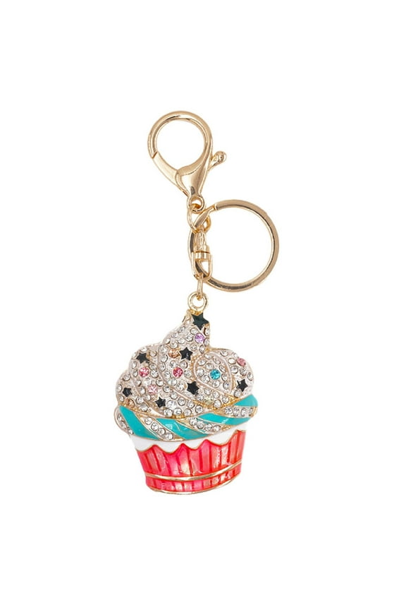 Ice Cream Keychain for Women, Cupcake Key Chain for Ladies, Cute Ice Cream Key Ring, Funny Ice Cream Keychains, Sparkling Ice Cream Keyring, Rhinestone Ice Cream Keychain Accessories