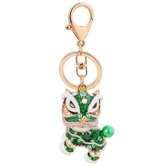 Lion Keychain for Women, Cute Lion Dance Key Chain for Ladies, Chinese Lion Key Ring, Sparkling Dance Lion Keychains, Punk Lion Amulet Keyring, Rhinestone Lion Animal Keychain Accessories